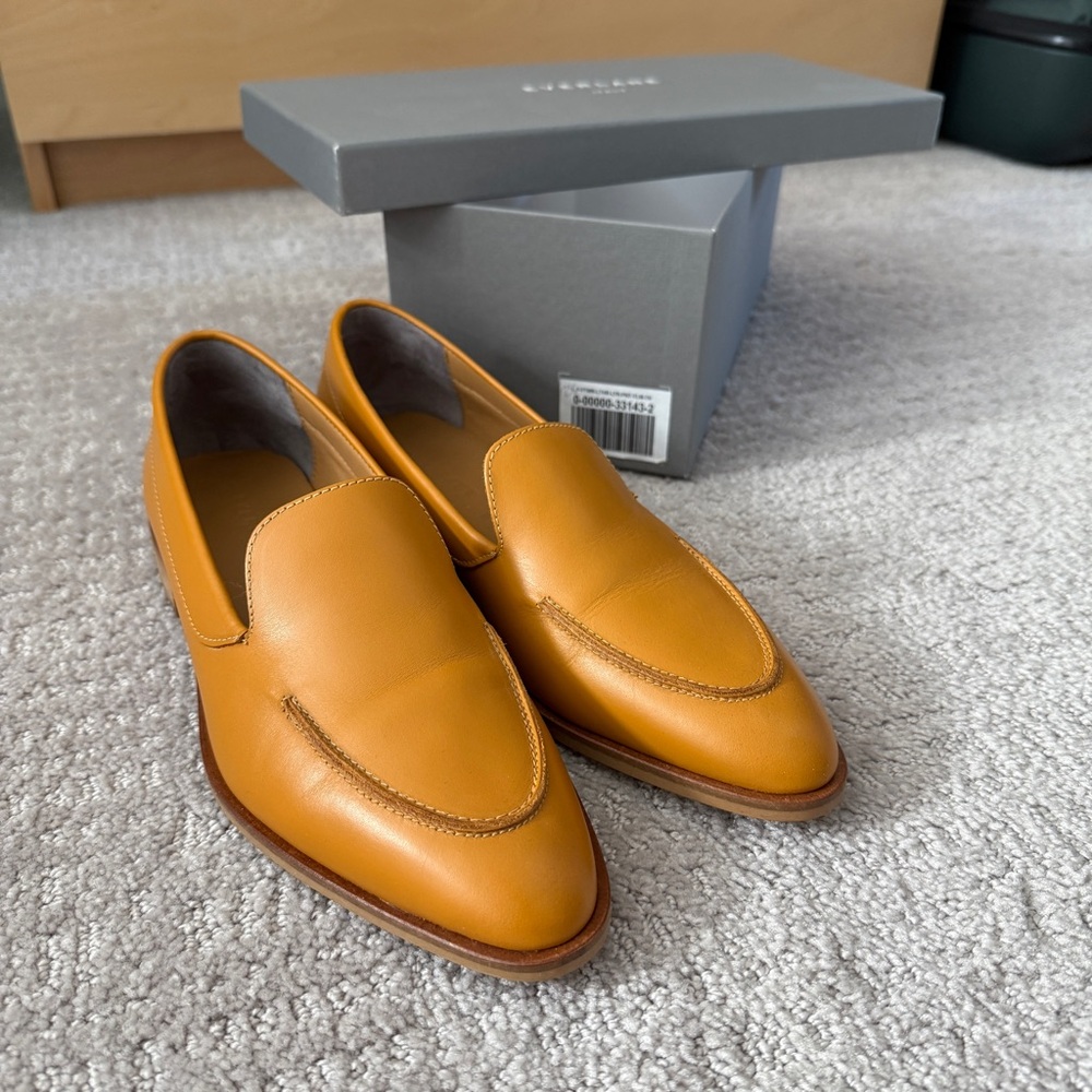 NWT Everlane The Modern Loafer 7.5 Honey Leather Slip On Shoes Made Italy Womens
